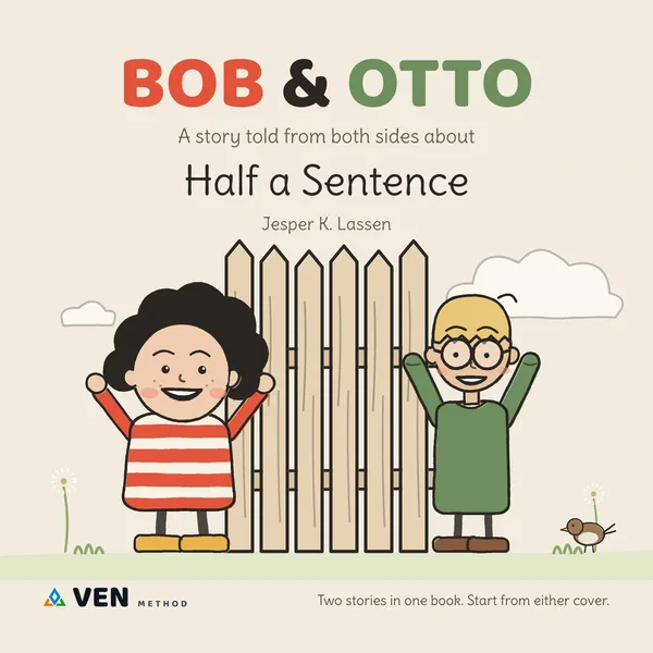 Front cover of Half a Sentence (Bob & Otto, Book 1), Bob’s side, by Jesper K. Lassen.